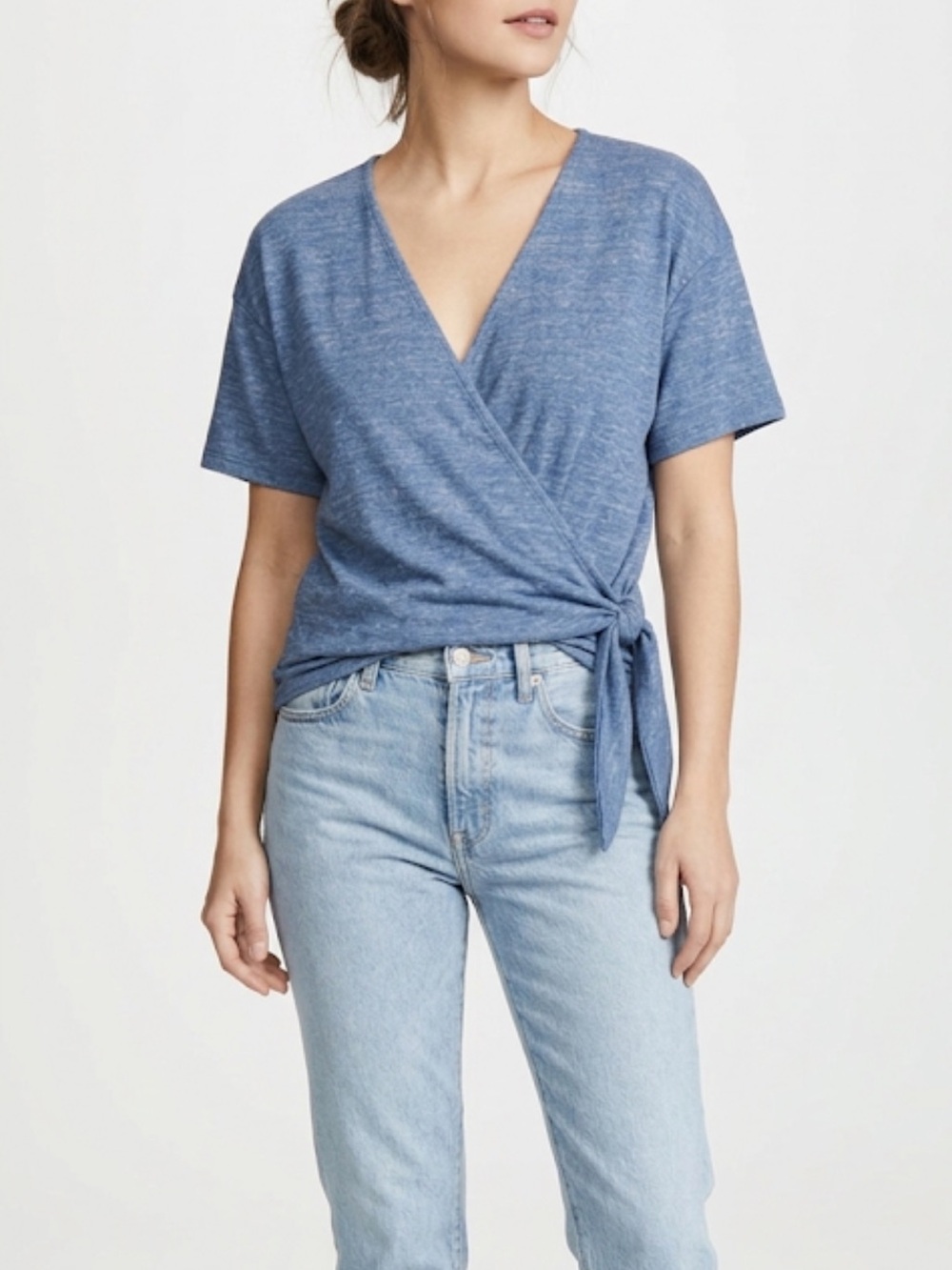 Gap Blue Stretch Knit Wrap Style Top Size XXL